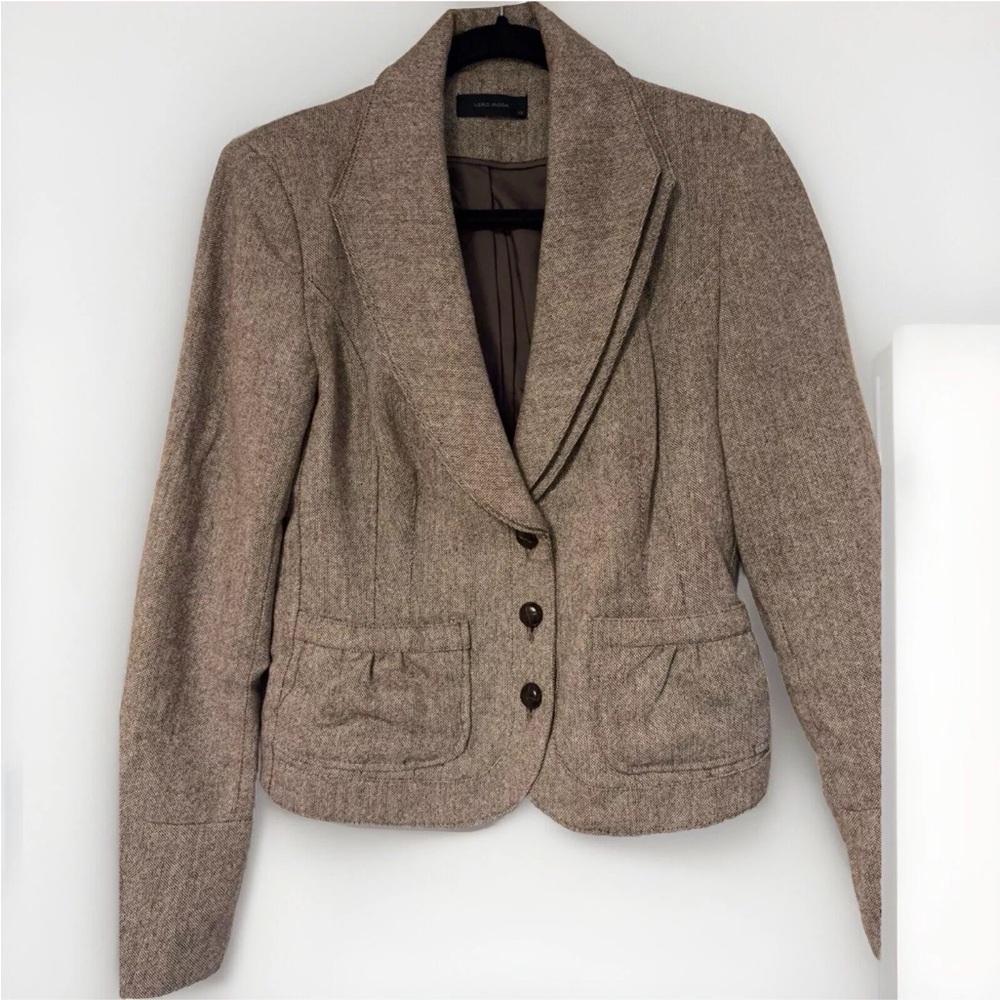 Vero Moda - women Luck Tweed Blazer Mocca size S brown jacket business casual